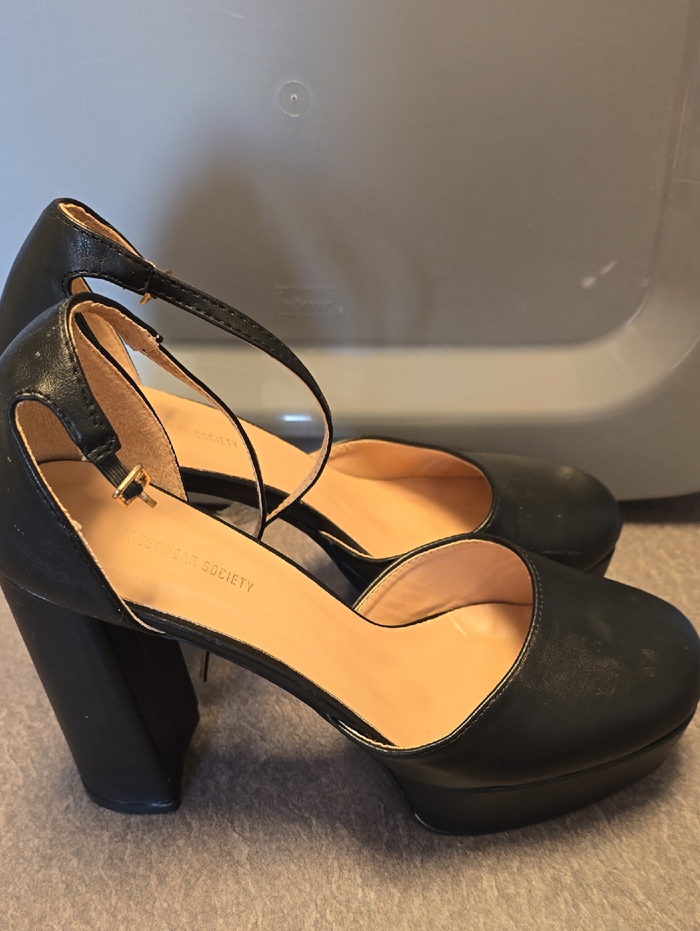 Streetwear Society Black Platform Mary Janes with Ankle Strap